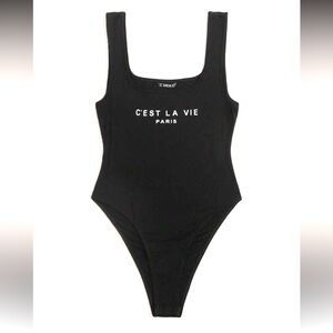Black C'est La Vie Paris Bodysuit